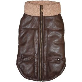 Fashion Pet Brown Bomber Dog Jacket - Large