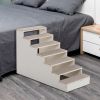 7-Tier Pet Stair, Portable Pet Ramp, Pet Furniture Dog Ladder with Felt Pad, Non-Slip Mat for Couch, Sofa, High Bed, Natural